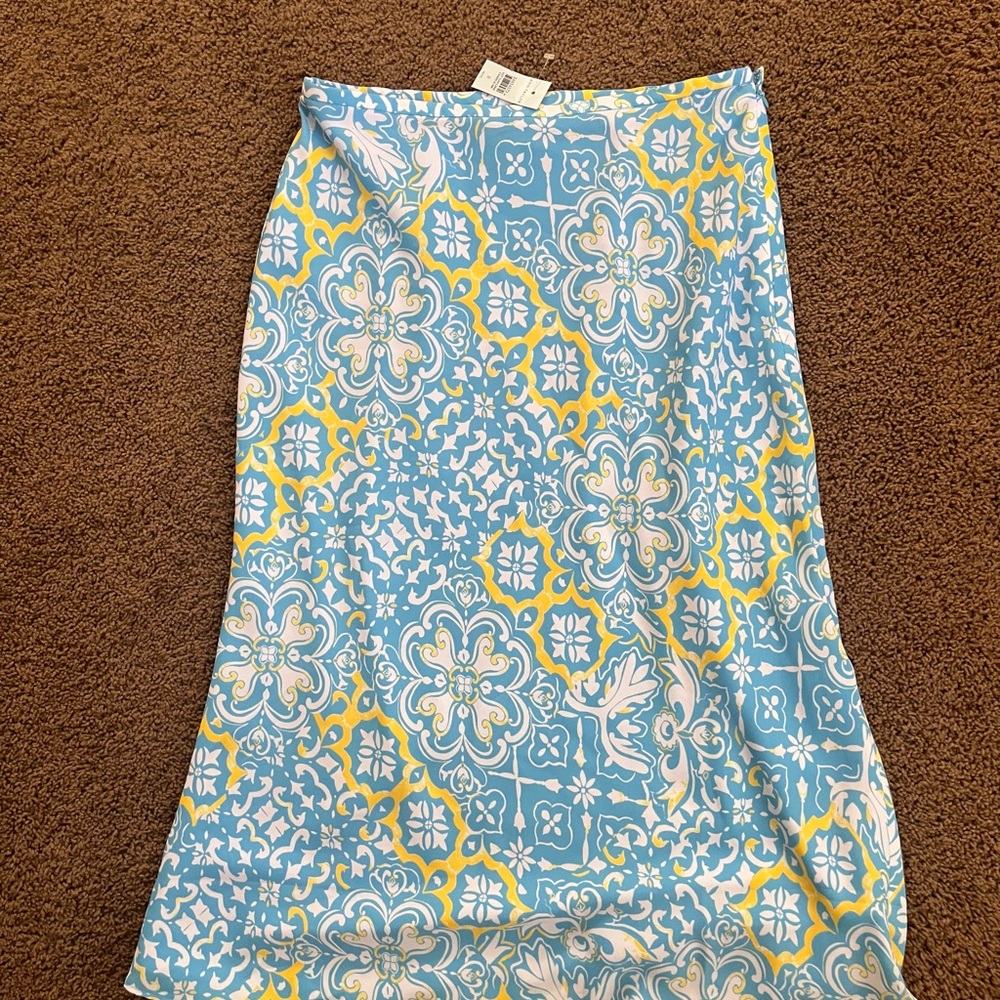 Ann Taylor Blue and Yellow Floral Skirt
